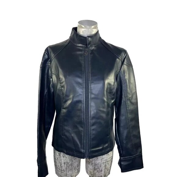 Emporio Collezioni Faux Leather Motorcycle Jacket Black XXL - Picture 1 of 8